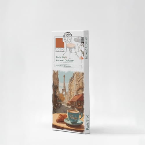 Toska Chocolates | Paris BLVD | Almond Croissant Dark Chocolate Bar | 40% Dark | 35gm | Pack of 2