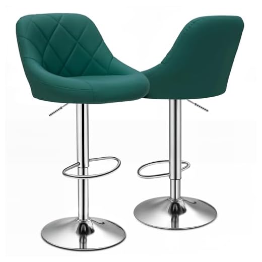 Magshion Adjustable Counter Height Swivel Barstools, Set of 2 Modern Dining Chairs Bar Pub High Stool with Back for Kitchen Island, Teal Green