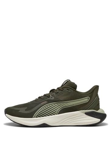 Puma Unisex Pwr Hybrid Tr Crosstrainer, Dark Olive Lux Army Glowing Red Warm White, 43 EU