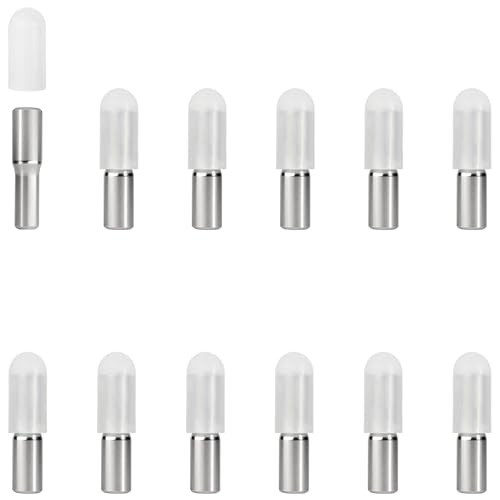 whitesnow 5mm 1/4 Inch Stainless Steel Metal Shelf Pegs Pins Replacement Kitchen Cabinet Shelves Support Holders for Bookshelf Bookcase Cupboard Adjustable Wood Glass Shelving Pack of 12
