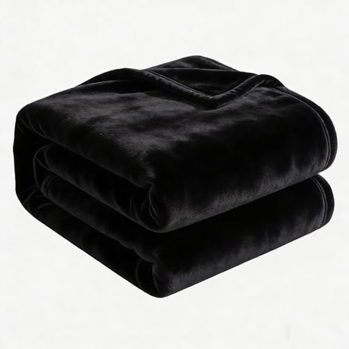 YXRS Manta Sofá Manta Polar 90 x 120 cm Acogedora y Ligera Mantas para Sofa Grande Franela Cara Suave para Sofá, Fular, Funda de, Negro
