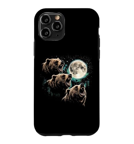 Grizzly Bear Moon - Funny Outdoors �L�����v �~�[�� �O���Y���[�x�A�[�Y �X�}�z�P�[�X iPhone 11 Pro �p