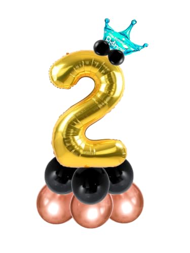 Image of Blue 32 Inches Numbers 2 Shape Large Big Foil Helium Balloons For Party Decorations In Happy Birthday Anniversary Office Items Materials Set Pack, Pack Of 13