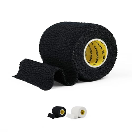 SPORTTAPE EAB Tape | 7.5cm x 4.5m - Black - Tearable Elastic Adhesive Bandage | Rugby Lifting, Tear Light Strapping Tape for Medical, Lifting Blocks, Knee Strapping, Elbow & Wrist - Single Roll