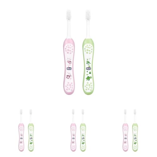 Image of Chicco Toothbrush Set Pink+Green 6M-36M, manual, Baby (Pack of 4)
