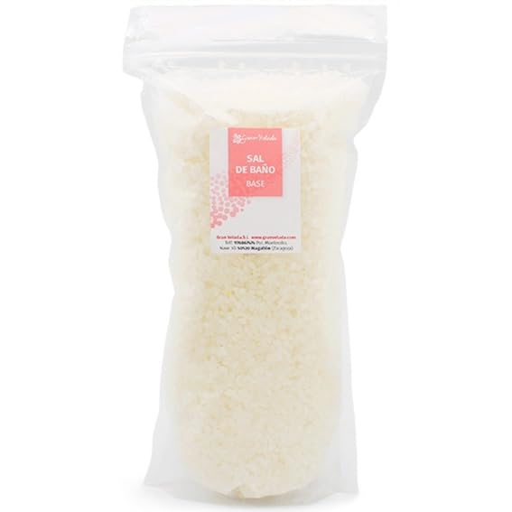 Gran Velada - Base de Sales de Baño DIY 1 Kg con Sal Marina Blanca para Personalizar con Aromas y Colores | Gránulos Gruesos