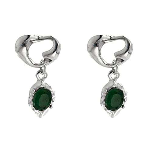 Fiauli 1 Paar Damen-Ohrringe, Geschenk, beliebter künstlicher grüner Kristall-Anhänger, Frauen-Ohrringe, Grün Cover