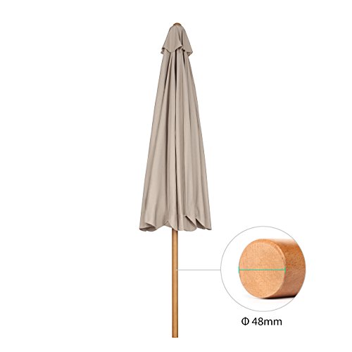 Vergleichsbild Sekey Holzschirm neben Aluminium-Alternative im gleichen Garten. - Detailansicht von Sekey 300cm...