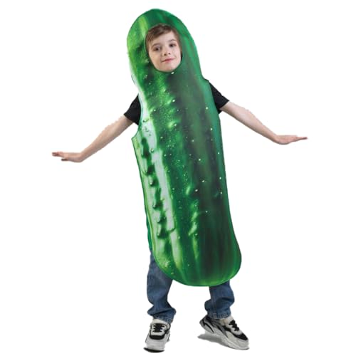 DSplay Pickle Costume Kids Food Cucumber Costumes Vegetable Pickle Halloween Costume (8-14 years old)
