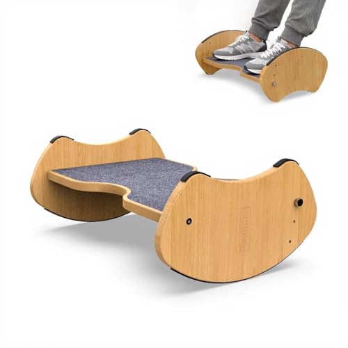 Bamboo Foot Rest for Under Desk - Fovima 2-in-1 Adjustable & Reversible Ergonomic Footstool, Permanent Dual-Sided Cushion, Tool-Free Height & Angle Adjustment