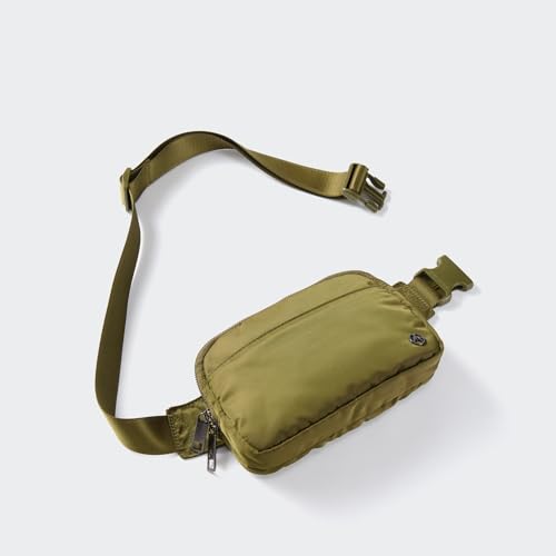 Image of Pander Everywhere Belt Bag for Women, 5 Zipper Pockets Nylon Crossbody Fanny Pack Purse (Dark Moss)