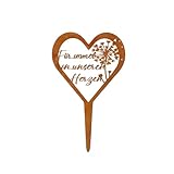 Iirlvior Wetterfest Grabschmuck Herz – Metall Grabstecker mit Löwenzahn-Motiv, Grabdekoration Wetterfest für Friedhof, Garten und Hof, Andenken Trauerdekoration Herz, Grab Deko mit Spruch(28x18cm)