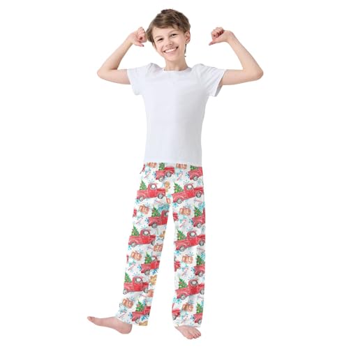 ZZXXB Christmas Truck and Gingerbread Boys Long Pants Soft Trousers Elastic Waist Kids Lounge Bottoms with Pockets S-XL2