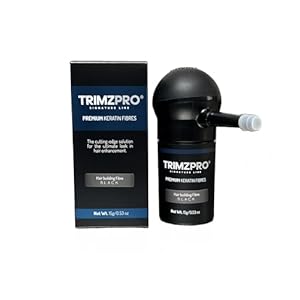 Trimzpro Signature Keratin Hair Fibres 14g – 10 Shades | Instant Thickening & Concealing Powder | Lock-In Tech for Natural Look & Durability | Hair Volumizer for Men & Women, BLACK
