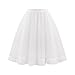 Women's Tulle Skirts Elastic High Waist Pleated Layered Mesh Flowy A-Line Swing Party Midi Long Tutu Skirt White