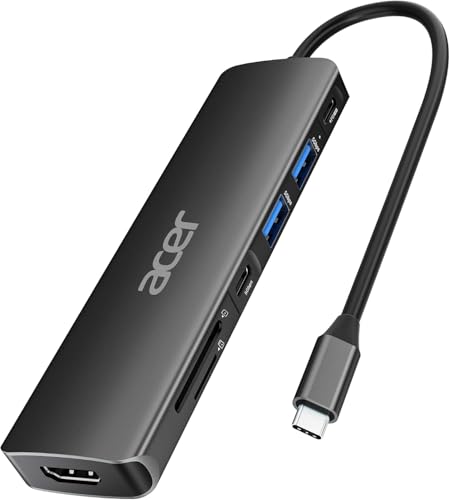 Ya en manzanajugosa.com: Acer Hub USB C, Divisor USB C a HDMI 7 en 1, 2 Puertos USB 3.1 GEN1 y Puerto de Datos Type-C de 5Gbps, Puerto HDMI 4K, Carga PD 100W, Lector de Tarjetas SD, para iPad Pro, MacBook Pro (Negro)