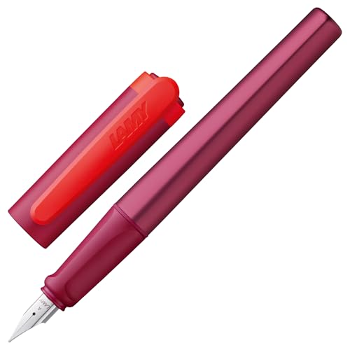 Lamy nexx multired - Pluma estilográfica con empuñadura antideslizante y plumín de acero pulido en tamaño A - cuerpo triangular de aluminio - incluye cartucho T 10 azul - Diestro