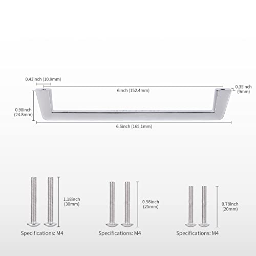 Aokenbao 6-Inch Chrome Cabinet Handles Premium Wardrobe Handles Bathroom Cabinet File Cabinet Handles Cabinet Handles Solid Wine Cabinet Door Handles 2-Pack  thumb #2