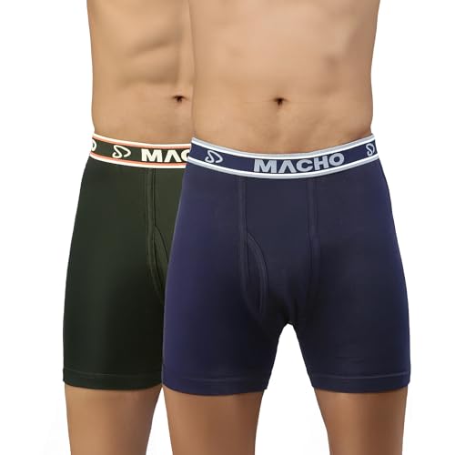 Image of sporto Men's Trunk | 100% Combed Cotton | Outer Elastic Comfort Fit Underwear | Soft Hand Feel | No Marks Waistband | Everyday Innerwear | Color May Vary (Pack of 2)