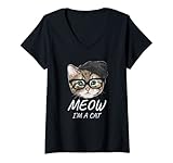 Photo Gallery donna meow i m a cat funny cat lover cute cat glasses maglietta con collo a v Photo Gallery donna meow i m a cat funny cat lover cute cat glasses maglietta con collo a v