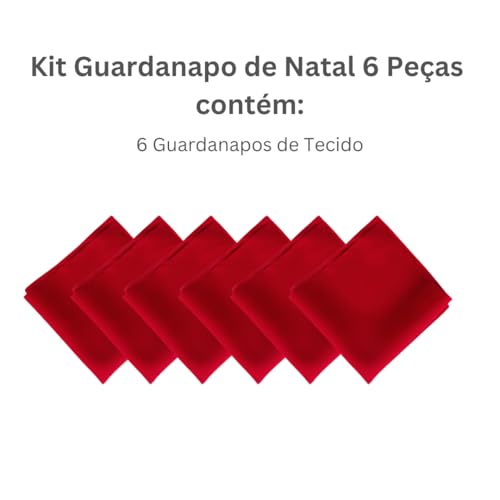 Guardanapo de Tecido Natal 6 Peças Vermelho Tecido Oxford | Guardanapo de Pano Natalino Mesa Posta N