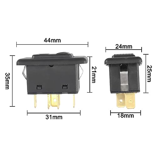 XMSJSIY Car Window Switch, LED Window Control Button DC 12V/24V 20A Universal Up Down Window Switch Button 5 Pins Electric Switch for Power Window Regulator Control Button for Car Motorcycle - 2 PCS - Image 3