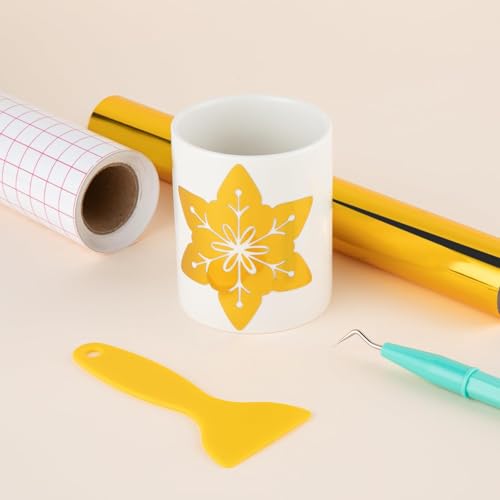 Image of HTVRONT Gold Chrome - 12 inch x 10FT Mirror Metallic Gold Vinyl for Cricut - Easy to Weed & Transfer Gold Permanent Roll