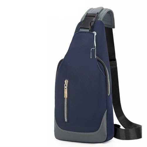 Crossbody Chest Bag Unisex Oxford Cloth Crossbody Bag Adjustable Shoulder Strap Headphone Jack Layered Travel Hiking Backpack