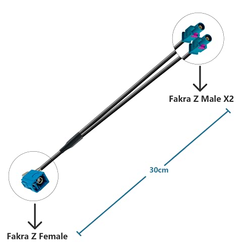 Image of Fakra Z Splitter Cable Fakra Z Female to Dual Male RF Coaxial Cable 3 Way Splitter Y-Type RG174 30CM /12In for 2G 3G 4G Antennas Routers DVB-T DVB-T2 HDTV Receivers