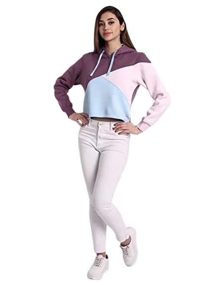 Image of Women's Stylish 3 Shade Fleece Hoodie Suitable for Winters