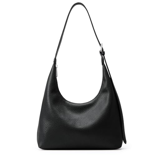 KALIDI Damen Handtasche Schultertasche PU Leder Tote Bag Vintage Hobo Tasche mit verstellbarem Gurt für Arbeit Schule Shopper Lässige täglich Schwarz