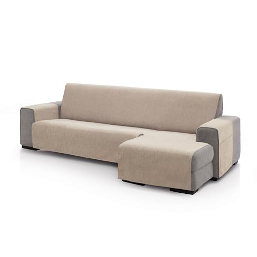 FAVERTI® Cubre Sofá Chaise Longue Brazo Derecho 240 (Visto de Frente) | Modelo PEGO | Beige | Chenilla Tacto Extra Suave, Protector Chaise de Calidad Hecho en España con Material Reciclado