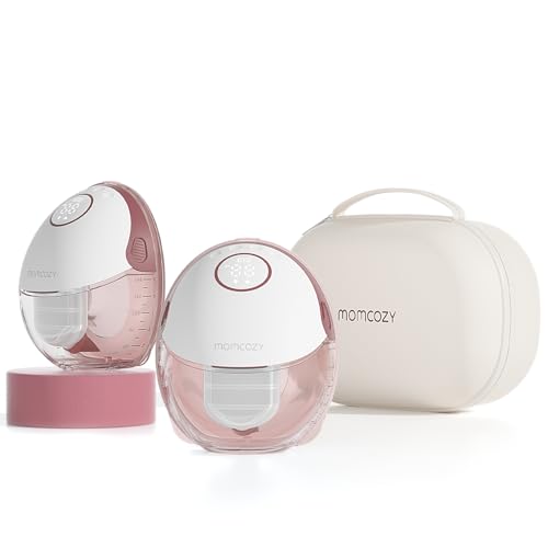 Momcozy M6 Breast Pump Hands Free Mobile Style Wearable Breastfeeding Pump Ideal Rhythm for More Milk DoubleFit Flange More Fit & Discreet with 3 Modes & 9 Levels 24mm(2 Count Cozy Red)