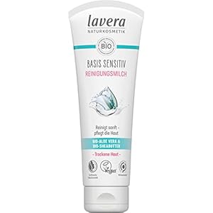 lavera basis sensitiv Reinigungsmilch – Gesichtsreinigung mit Bio-Aloe Vera & Bio-Sheabutter – bei trockener & sensibler…