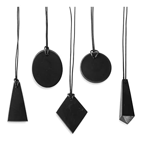 Karelian Heritage Shungite Stone Necklace Set | 5 Authentic Shungite Pendants | Defender Shield Protection Shungite Jewelry | Healing Necklace for Personal Protection, Meditation and Grounding S014 Cover