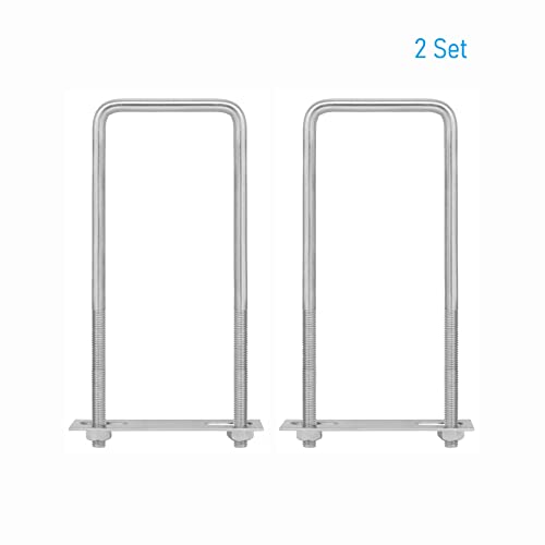 Image of 4 Sets 304 Stainless Steel Square U-Bolts 1 inch(25mm) Inner Width, 4 inch(100mm) Length Stainless M8 with Nuts, Frame Plate, Accessories for Automobiles Trailer, Boat Trailer Industrial Parts