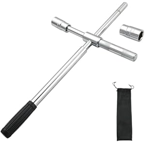 DASBET 23″ Universal Extended Lug Wrench 4-Way Heavy Duty Telescoping Tire Nut Cross Wrench Set with Storage Bag and Standard Sockets 17mm/19mm, 21mm/23mm for Car Vehicle Truck