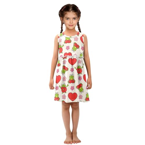 Frog Flower Girls Summer Sleeveless Dress Casual Sundress 2-8 Years4