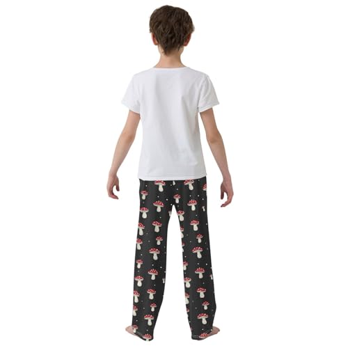 Pajama Bottoms, Pajamas Long Pant Cartoon Mushrooms Lounge Wear Casual Black Sleep Pants Soft Pjs Sleepwear3
