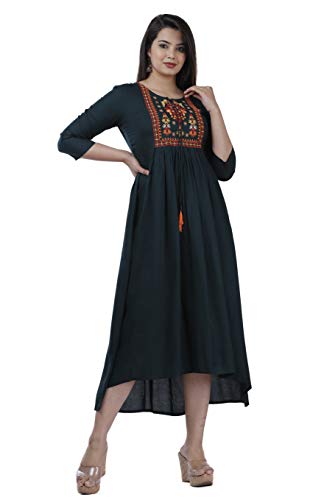 Image of Women's Rayon Embroidery Work Flared Kurta