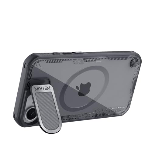 Image of Nillkin Case for Apple iPhone 16E / 17E (6.1 inch Inch) Iceblade Prop Case with Mag Safe Magnetic Features Corner Air Bags + Aluminium Camera Protect Stand Scratch & dust Proof Black