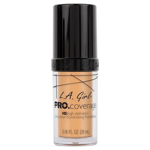 L.A. Girl PRO Coverage Illuminating Foundation – Dewy Finish Liquid Makeup for Glowing Skin, Long-Lasting & Hydrating Base for Dry to Normal Indian Skin, 28ml (Natural)