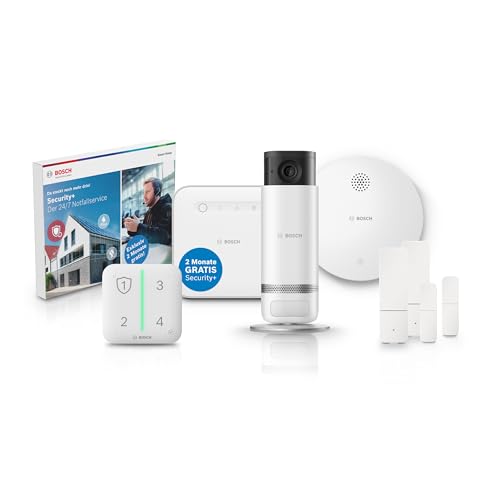 Bosch Alarmsystem M, Einbruchschutz und Brandschutz mit Kameraüberwachung (innen) für Haus und Wohnung, Set inklusive Gutscheincode für 2 Monate Security+ Notfallservice gratis Bosch Alarmsystem M, Einbruchschutz und Brandschutz mit Kameraüberwachung (innen) für Haus und Wohnung, Set inklusive Gutscheincode für 2 Monate Security+ Notfallservice gratis