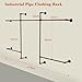 GCCSJ Industrial Pipe Clothing Racks, Rustic Black Industrial Pipe Clothes Rack Design Wall Mounted, Iron Pipe Garment Rods with Five Hanging Rods, Clothing Rack, Perfect for Retail Display or Home