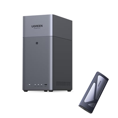 UGREEN NASync DH2300 2 Bay Desktop NAS mit 10Gbps NVMe Gehäuse, NFC Tap zum Verbinden, KI Fotoalbum, 4K Persönliche Videothek, Heim-NAS-Server mit 1GbE-LAN und 4GB RAM (Diskless)