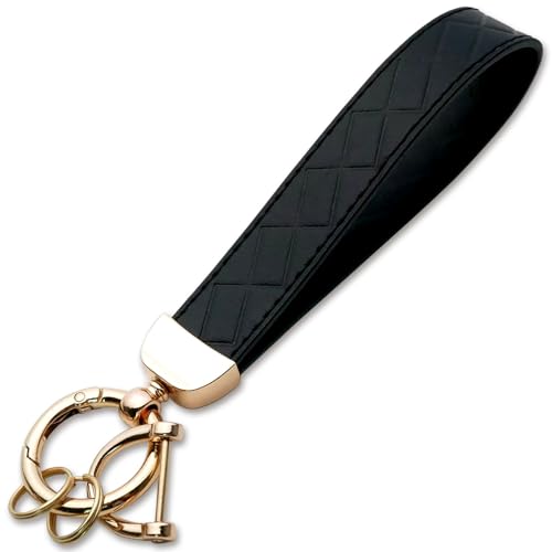 Tienyuu Leather Wristlet Keychain with 2 Key Rings & Anti-Lost