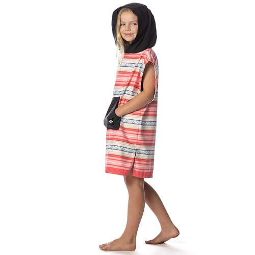 Image of Flow Changing Poncho for Kids - Microfiber Hooded Swim Towel Poncho for Boys & Girls, Perfect for Beach, Pool, or Swim - Quick Dry, Absorbent, Light Weight, and Easy to Pack (Laguna Pink, Medium)