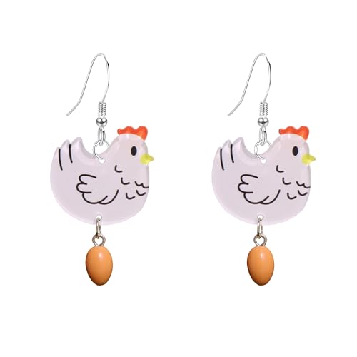 Cute Hen Lay Egg Earrings for Women Unique Funny Chicken Egg Drop Dangle Earrings Holiday Party Jewelry