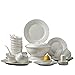 Brigtviee Vajilla Completa Moderna de Porcelana de 56 Piezas para 10 Personas, Juego de Vajilla de Nueva Porcelana China con Plato Llano, Plato de Postre, Plato Hondo, Tazón de Cereal