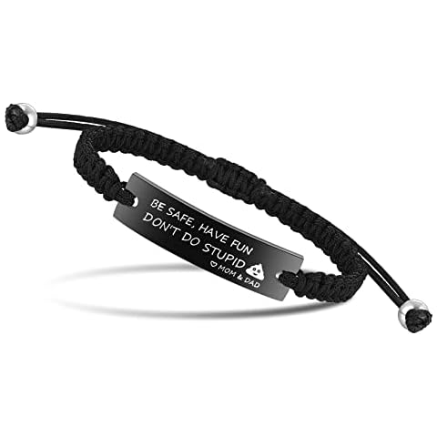 To My Son Gifts from Mom & Dad, Inspirational Birthday Graduation Gifts for Him,Handmade Braided Bracelet Gifts to My Son Christmas Gift, Stainless Steel, Cubic Zirconia Cover